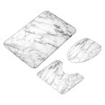 thumbnail image 3 of Juego de 3 alfombras de baño con contorno en forma de U, alfombrilla para ducha y pies con funda para asiento de inodoro, antideslizante, color blanco y gris., 3 of 8