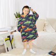 thumbnail image 6 of FORMRS Wearable Blanket Hoodie with Sleeves for Kids Cozy Flannel Sweatshirt, Colorful Space Cat, 6 of 7