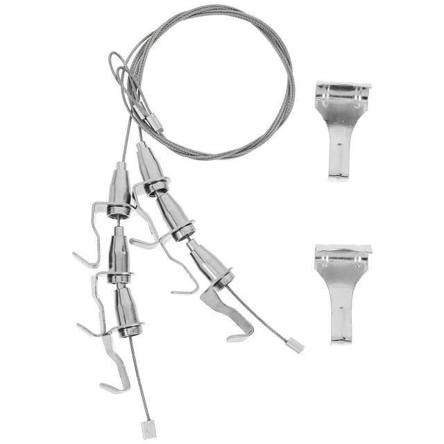 2 Pcs Système de Suspension d'Image Réglable Rail de Crochet et Matériel de Suspension pour Cadres et Miroirs Kit de Fil d'Image Robuste Argent