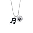 thumbnail image 2 of Delight Jewelry Silvertone Black Sixteenth Note Silvertone Script Initial Disc - R - Charm Necklace, 20"+3", 2 of 4