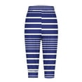 thumbnail image 5 of Annhoo Womens Capri Pants High Waisted Drawstring Lounge Pants Trendy Stripes Print Trousers with Pockets, 5 of 6