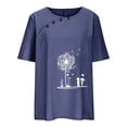 thumbnail image 4 of CHUANK Hauts pour Femmes en Liquidation à Moins de 10$ Hauts pour Femmes Décontractés Printemps Été Manches Longues Coton Lin Imprimé Graphique Pissenlit Col Rond Blouses Vintage Grande Taille, 4 of 6