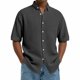 thumbnail image 1 of Blusa y camisa de manga corta con cuello vuelto para hombre, color liso, informal, a la moda, de manga corta, con cuello vuelto y botones, blusa de poliéster para hombre., 1 of 6