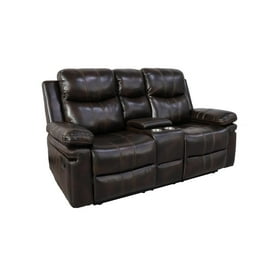 QJTC Double Seat Recliner RV Sofa Set with Side Pockets Faux Leather Loveseat Recliner Black Walmart