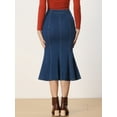 thumbnail image 3 of DARING DIVA Women's Elegant Washed Fishtail Midi Denim Skirt M Blue, 3 of 6
