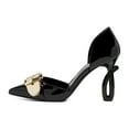 thumbnail image 2 of XYD Women Trendy Metal Buckle High Heel Pumps Pointed Closed Toe D'Orsay Lady Event Party Shoes Size 5 Black, 2 of 4