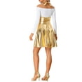 thumbnail image 3 of INSPIRE CHIC Metallic Overalls Skirts for Women's High Waist Party A-Line Suspender Skirt M Gold, 3 of 5