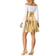 thumbnail image 3 of Faldas de tirantes metálicas INSPIRE CHIC para mujeres, falda A-line de cintura alta para fiestas, M dorado, 3 of 5