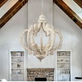thumbnail image 6 of Cusp Barn 6-Light Rustic Wood Chandelier Lighting Farmhouse Geometrics Chandeliers with Height Adjustable Chandelier for Hallway, Frame, Dining Room, 6 of 6