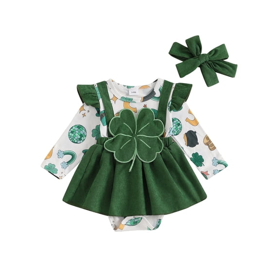 My First St Patricks Day Baby Girl Outfit Newborn Shamrock Romper Dress Irish Jumpsuit Cute Spring Fall Clothes