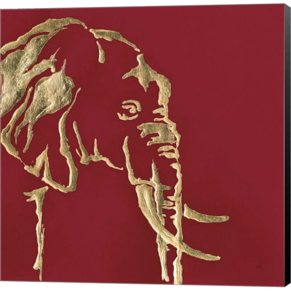 Gilded Elephant on Red by Chris Paschke, Canvas Wall Art, 12W x 12H