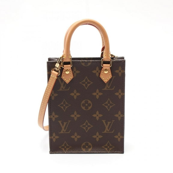 Pre-Owned Louis Vuitton Petite Sac Plat Handbag Coated Canvas Leather Monogram... (Good)
