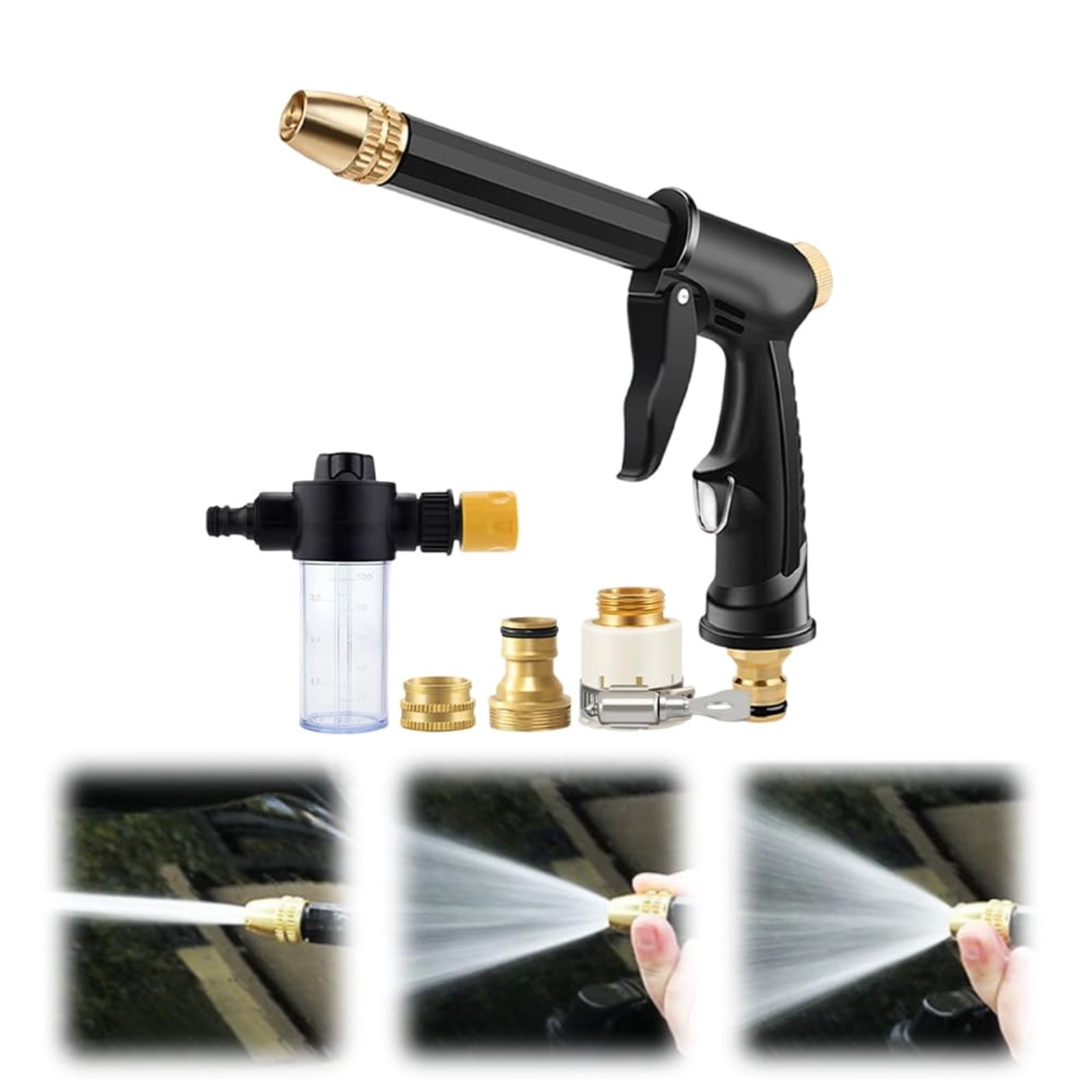 Garden Hose Nozzle High Pressure Water Hose Nozzle Sprayer Head fits Garden Hose Thread for Lawn Garden Washing Cars Watering Garden Cleaning Showering Dogs Pets