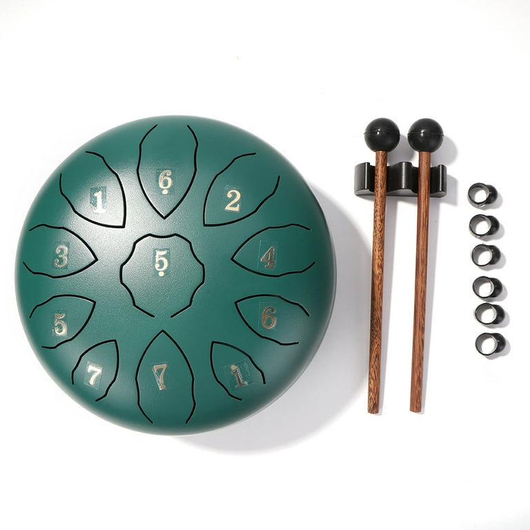 Smrinog Steel Tongue Drum 11 Tone Hand Pan Tank Drum Percussion Instrument  (Green)