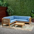 thumbnail image 4 of Argentine 4 Piece Outdoor Wooden Sectional Set with Cushions,Blue, 4 of 6