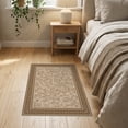 thumbnail image 3 of ODIKA 2'x3' Beige Geometric Mosaic Traditional Border Washable Doormat Intricate Rectangular Tile Motifs With Classic Diamond Chain Framework for Entryway, Kitchen, Laundry Room, Non-Slip, Low Pile, 3 of 7
