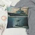 thumbnail image 2 of Chilfamy Aircraft Carrier Print Corduroy Throw Pillow Covers Soft Square Throw Pillow Case Decor Sofa Living Room White, 2 of 5