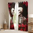 thumbnail image 3 of Homewish Gothic Style Valentine Black Out Curtains,Spooky Skeleton Curtains Pack of 2 (42x63 Each),Romantic Red Rose Bedroom Curtains For Girls Boys,Microfiber Bedroom Decor, 3 of 6