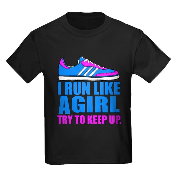 CafePress - Run Like A Girl II T Shirt - Dark T-Shirt Kids XS-XL