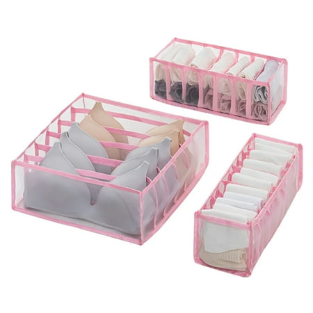 

EleaEleanor 3pcs Underwear Bra Storage Box Socks Drawer Organizer Compartment Storage Box Home Dormitory Cabinet Organizers Box Divider Pink