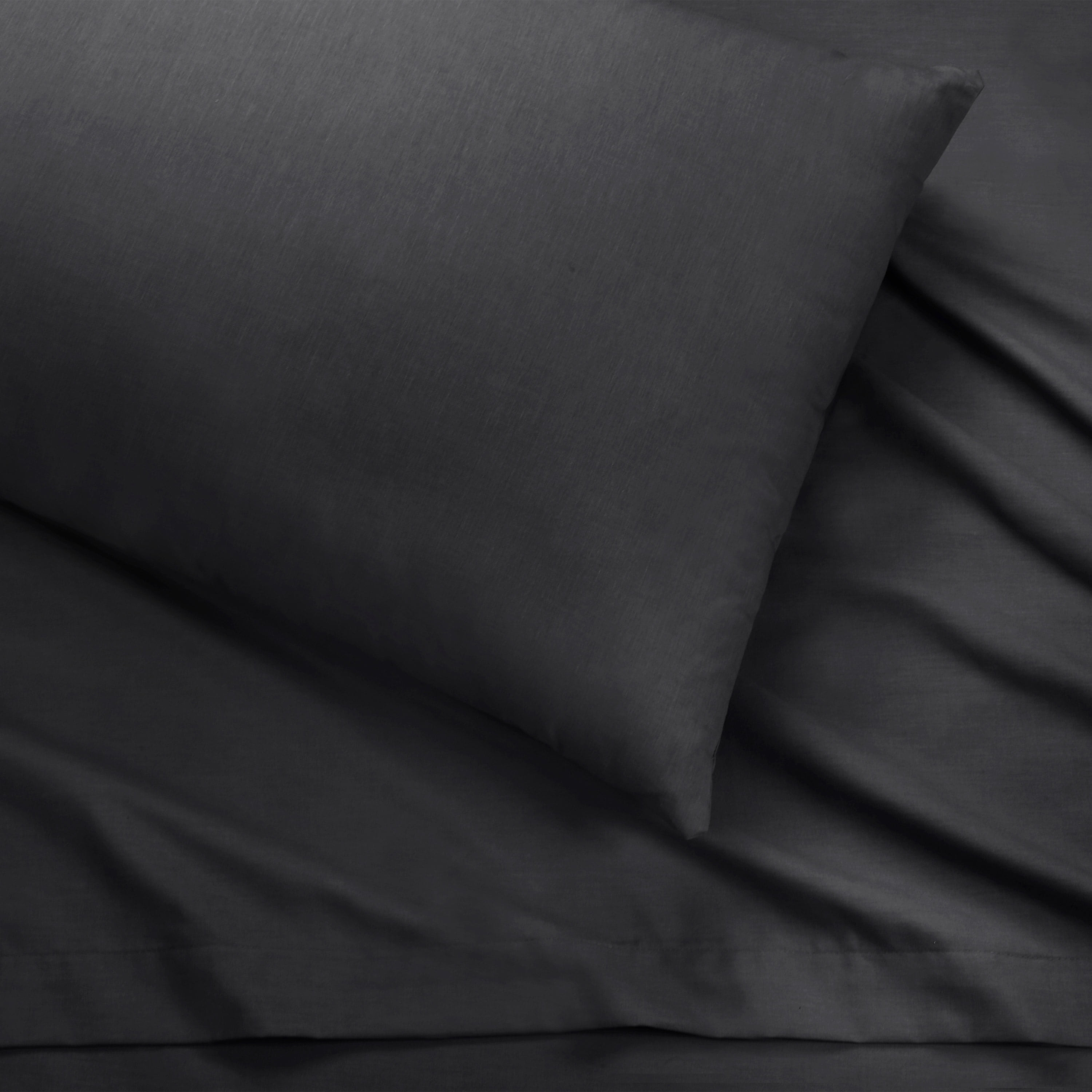 Soft Lightweight Brushed Cotton Blend Bed Sheet Set – 4-Piece Full – Black
