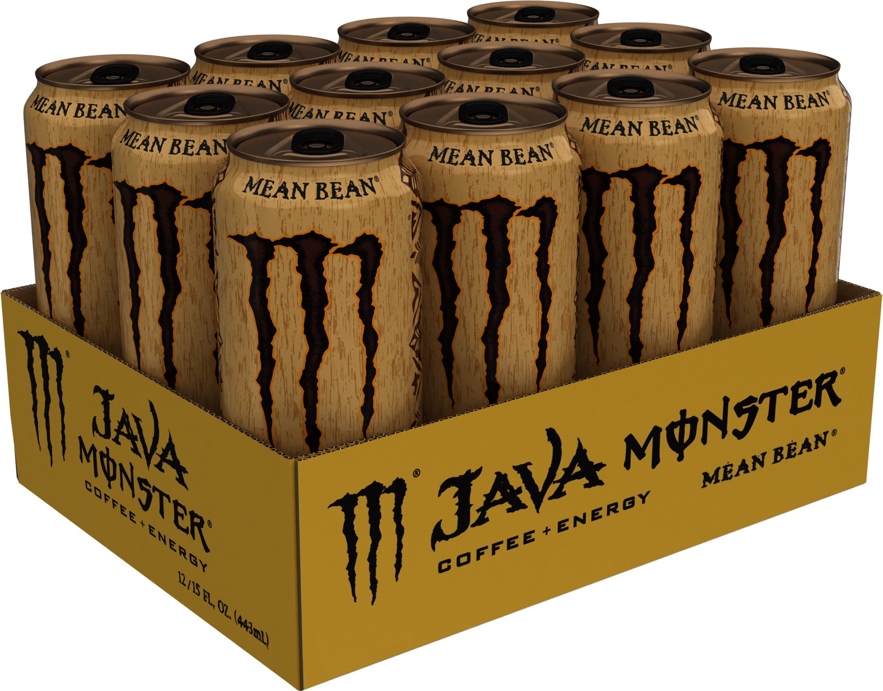 (12 Cans) Java Monster Mean Bean, Coffee + Energy Drink, 15 fl oz