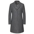 thumbnail image 2 of HOOMEUMY Mens Wool Blend Overcoat 2025 Trendy Classic Solid Coat Turndown Collar Jacket Tweed Design Casual Workout Long Sleeve Clothes Fashion Gray XXXXL, 2 of 7