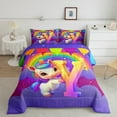 thumbnail image 2 of Manfei Animal Unicorn 2pcs Bedding Comforter Set,Rainbow Initial Twin Comforter Sets,Starry Sky Breathable Bedding Set,Breathable Flower Room Decoration,Reversible, 2 of 8