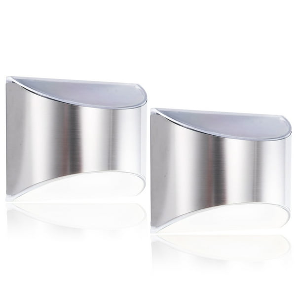 Luz Solar Para Jardín Al Aire Libre, Luz De Paso De Escalera, Luz De Pared De Acero Inoxidable Ip65, Luz De Pared Led Impermeable Para Valla, Puerta De Patio Trasero, Césped Methold HA027152-01