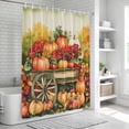 thumbnail image 6 of Orange Red Pumpkin Fall Shower Curtain, Waterproof Shower Curtains for Bathroom, Thanksgiving Harvest Botanical Washable Fabric Bathtub Curtain Set Bath Decor with 12 Hooks Extra Long 72"x96", 6 of 8