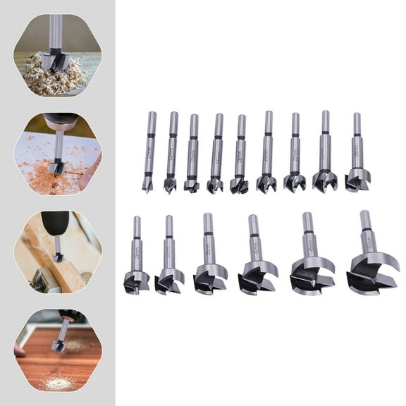 15 piece Drill Bit Set - Forstner Professional Woodworking Drill Bit Set