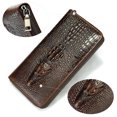 thumbnail image 3 of Cartera larga para hombre de piel auténtica con estampado de cocodrilo, tarjetero para negocios, cartera de mano de piel de vaca de capa superior para hombre, 3 of 4