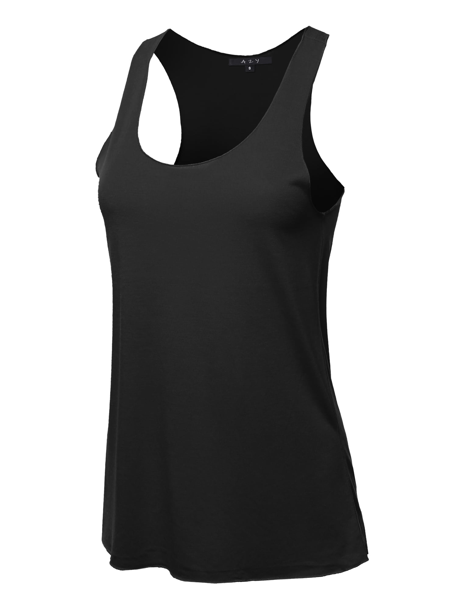 A2Y Women's Basic Solid Loose Fit Flowy Scoop Neck Racer Back Tank Top ...