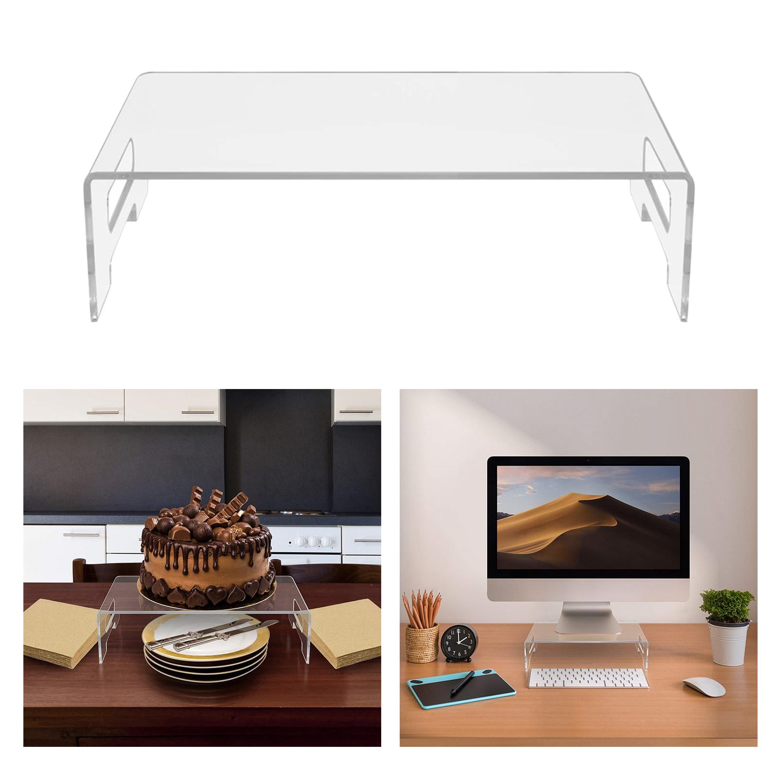 Acrylic Monitor Stand Computer Riser Storage Support Rack, , TV Screen Stand, Showcase Fixtures, Food Display Riser