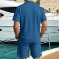 thumbnail image 4 of HBGVBA Men Print Short Sleeve 1 4 Zip Collared Top Drawstring Elastic Waist Casual Shorts Set, 4 of 5