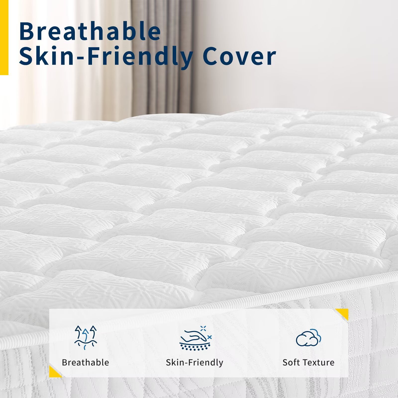10 Inch Twin Hybrid Mattress - Medium Firm, Memory Foam & Pocketed Coils for Motion Isolation & Pressure Relief, CertiPUR-US Foam, Fiberglass-Free, Mattress in a Box White
