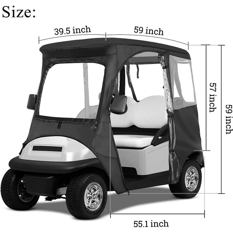 10L0L 2 Passenger Golf Cart Enclosure for Club Car Precedent, 600D Golf Cart Driving Cover Waterproof Windproof Snowproof, Size: Club Car Precedent