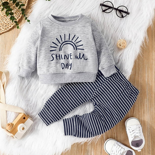nsendm Big Kid childrenscostume Infant Girls Outfits Toddler Boys Girls  Long Sleeve Letter Prints Pullover Tops Pants Outfits Teen Active Girls