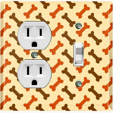 Metal Light Switch Plate Cover Dog Bone Treats Orange Brown Beige DOG026