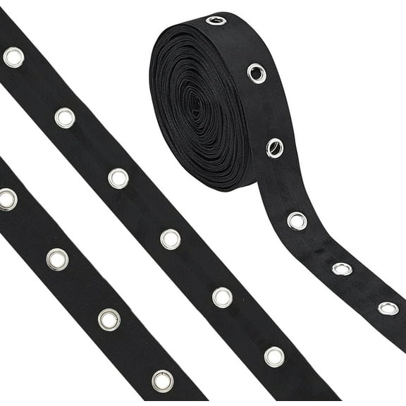 10 Yards Eyelet Tape Black Grommet Trim Fabric 1 inch Wide Grommet Tape Twill Eyelet Trim with Grommets
