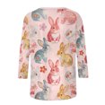 thumbnail image 6 of CLOISE Summer Tops for Women 3/4 Sleeves Easter Plus Size Shirts Crewneck Holiday Pullover Bunny Holiday Blouses Pink L, 6 of 8