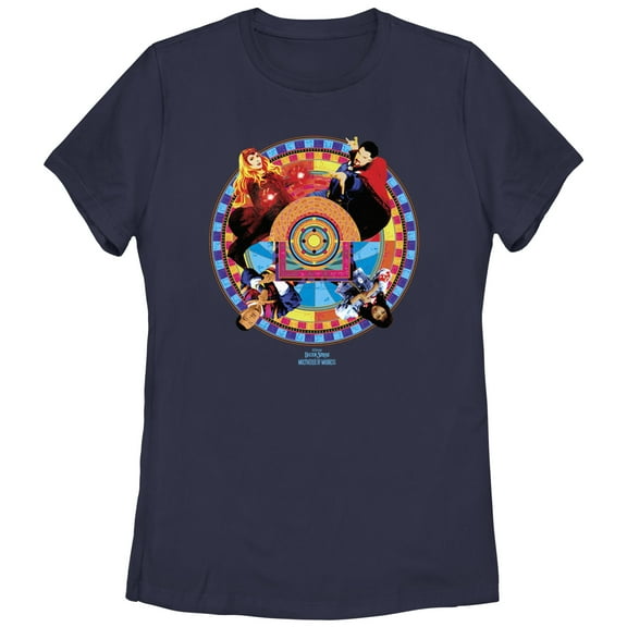 Women's Marvel Doctor Strange in the Multiverse of Madness Colorful Badge Graphic Tee Navy Blue Small