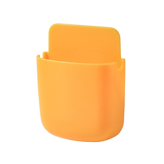 facefd Living Room Remote Control Wall Holder with Charging Hole Office Mobile Phone Controller Garbage Bags ABS Plastic Organizer Box Yellow