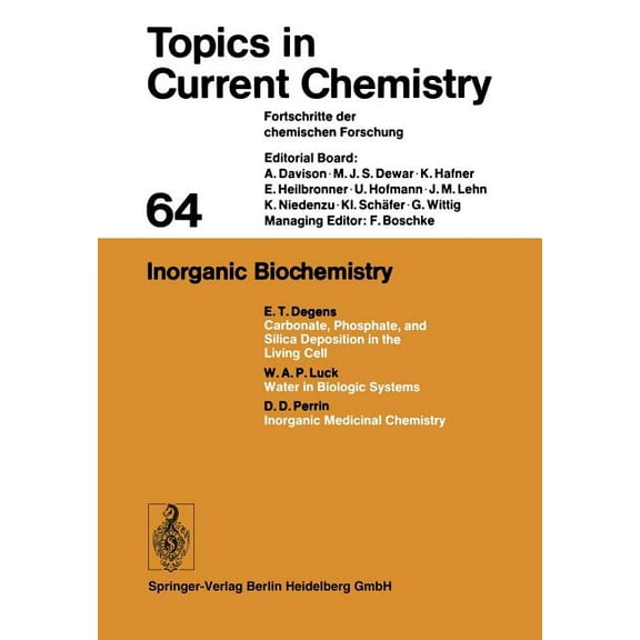 Topics in Current Chemistry Inorganic Biochemistry, Book 64, (Paperback)
