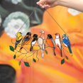 thumbnail image 3 of 7 Multicolor Birds On-A-Wire, Double Sided Painted Metal Bird Series Art Ornaments Pendant Hanging with Metal Chain for Window, 3 of 5