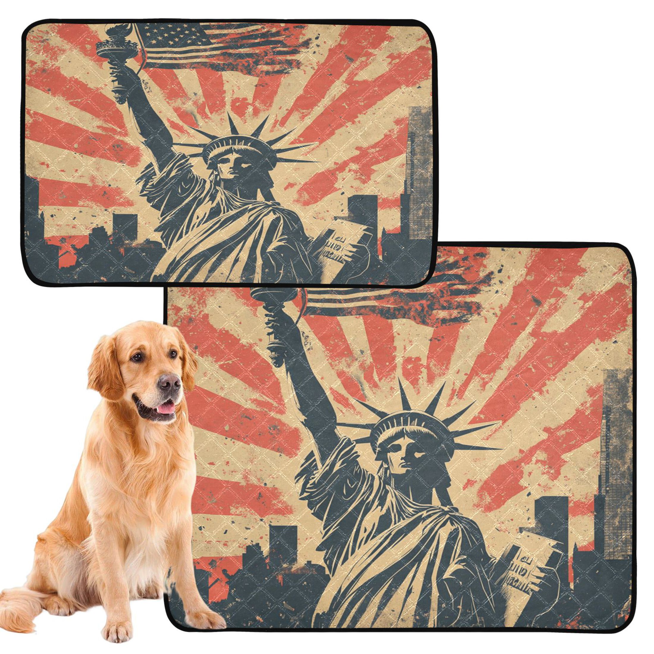 Qxltty Statue Of Liberty Cat litter Pads Pet Set of 3 Diaper Mats Center Anti-leakage Layer Absorbent Soft and Comfortable