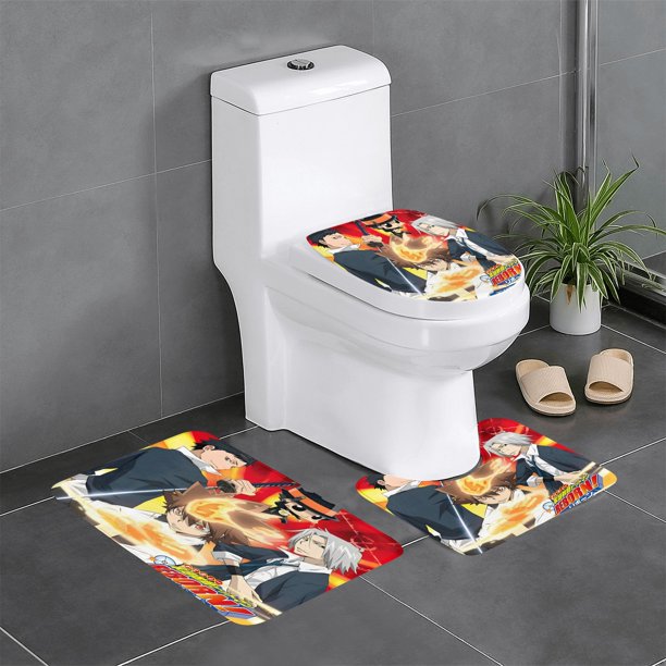 Renacido Juego de 3 alfombras de baño de coral fleece: tapete de baño + alfombra de inodoro en forma de U + funda de tapa de inodoro en forma de O