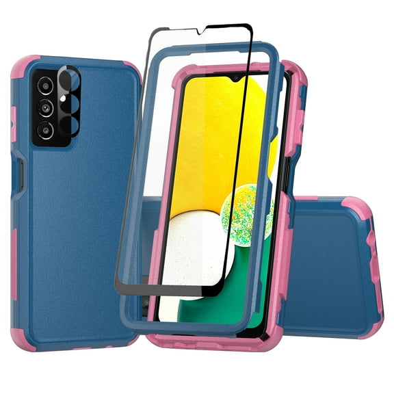 NIFFPD Galaxy A13 5G Case with Screen Protector Camera Lens Protector Shockproof Drop Protection Cover for Samsung Galaxy A13 5G Navy&Pink