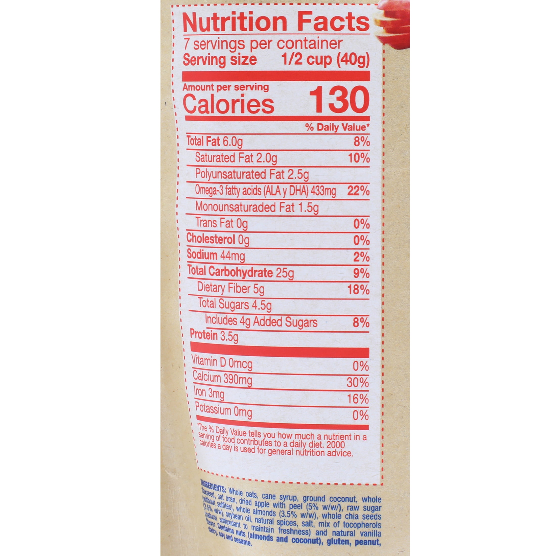 Nutrisnacks Apple and Almond Lite Granola 10.5 oz. Bag Natural, Reduced Sugar