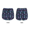 thumbnail image 5 of Lsque Skull Flower Blue Printed Women's Running Shorts with Liner Pockets,Elastic Quick Dry Workout Athletic Gym Yoga Shorts,Womens High Waist Shorts-XX-Large, 5 of 9